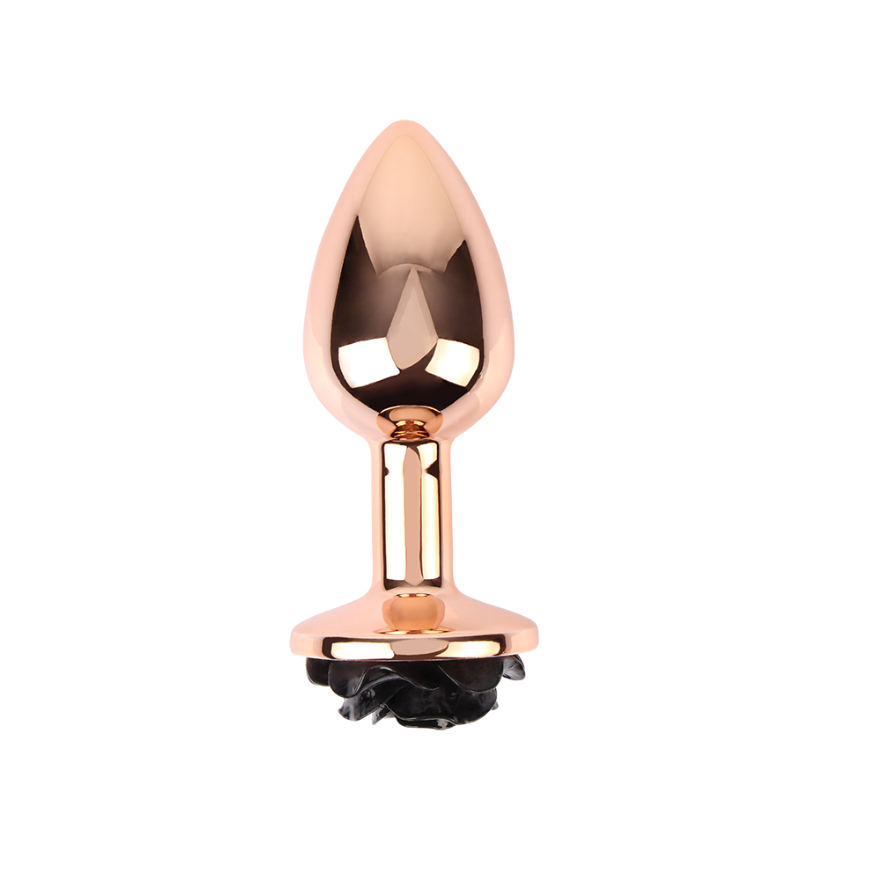 plug anal metal dorado con joya rosa