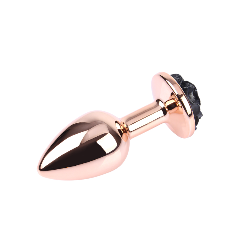 plug anal metal dorado con joya rosa